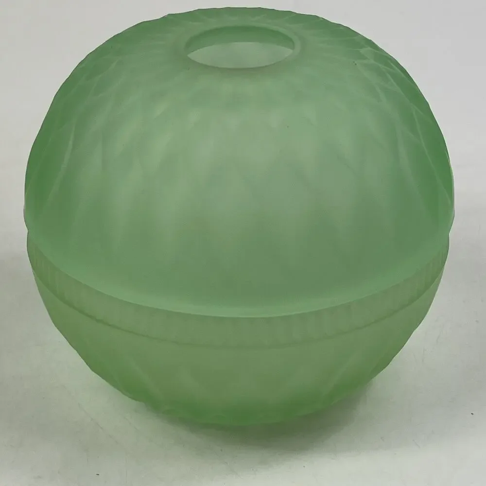 Vintage Indiana Glass Mt. Vernon Candle Lamp Frosted Pale Mint Green with Box